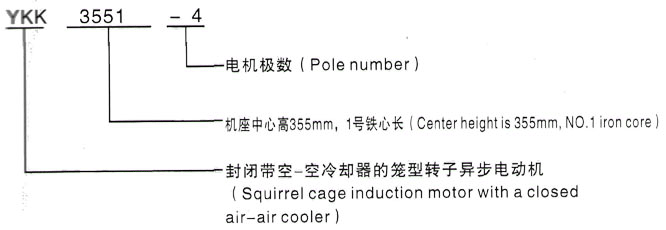 YKK系列(H355-1000)高压Y4505-6/450KW三相异步电机西安泰富西玛电机型号说明